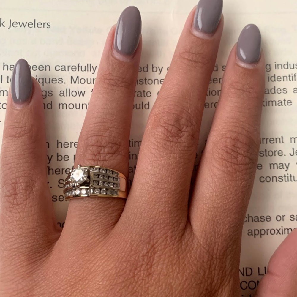 14k yellow & white gold & diamond engagement ring